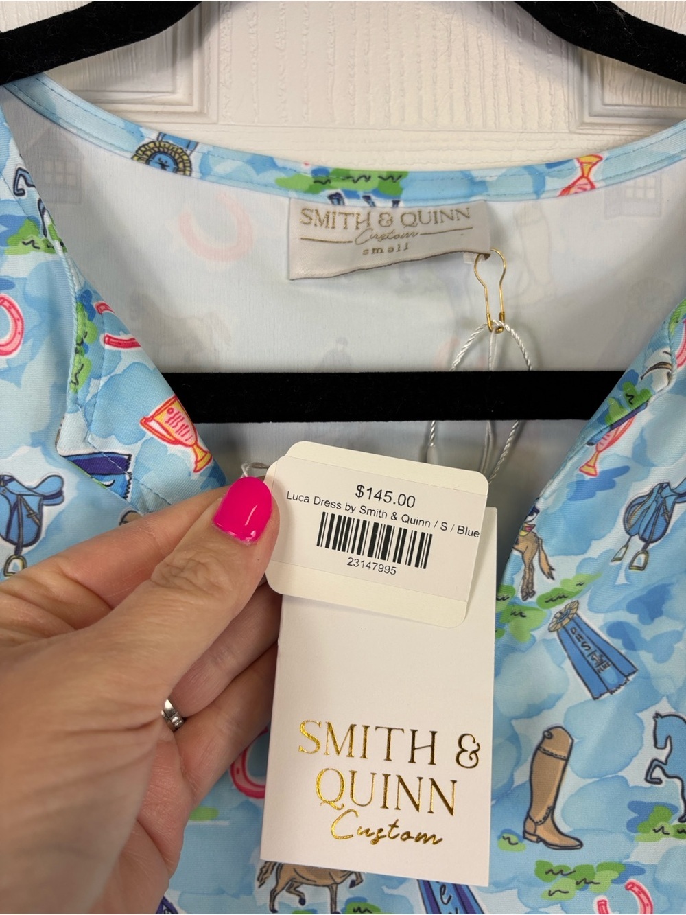 NWT Smith & Quinn Luca dress blue equestrian horse print sz sm - Picture 5 of 6